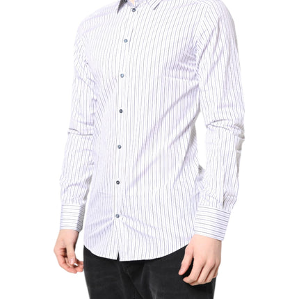 Dolce & Gabbana White Stripes GOLD Cotton Formal Shirt