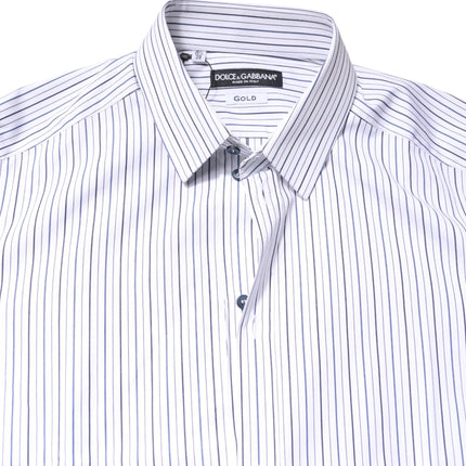 Dolce & Gabbana White Stripes GOLD Cotton Formal Shirt