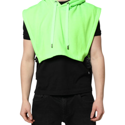 Dolce & Gabbana Green Polyester Hooded Sportswear Vest Sweater