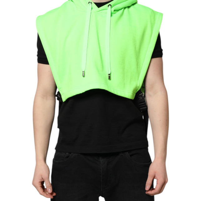Dolce & Gabbana Green Polyester Hooded Sportswear Vest Sweater