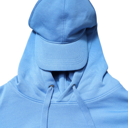 Dolce & Gabbana Blue Cotton Hooded Men Sportswear Vest Sweater