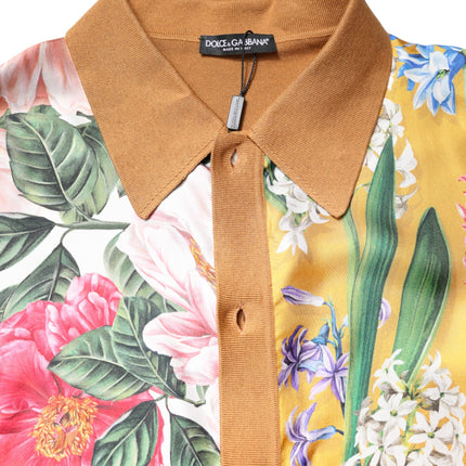 Dolce & Gabbana Brown Floral Collared Short Sleeve T-shirt