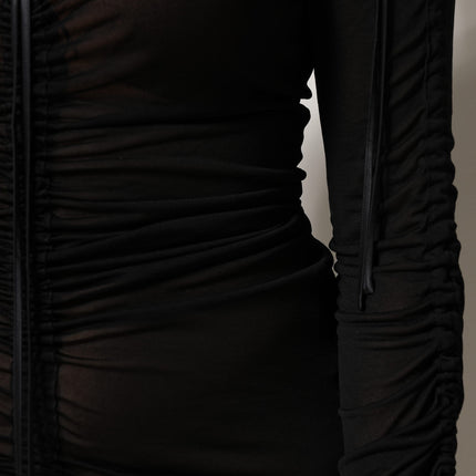 Dolce & Gabbana Black Mesh Trim Bodycon Long Sheath Dress