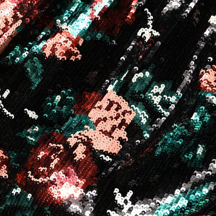 Dolce & Gabbana Black Floral Sequin Sleeveless Sheath Dress