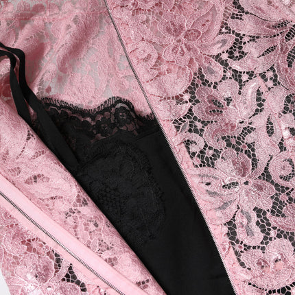 Dolce & Gabbana Pink Floral Lace Sleeveless Sheath Dress