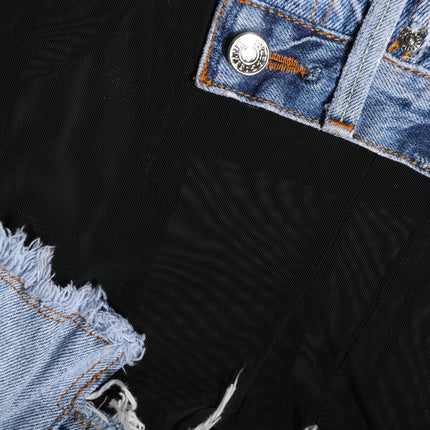 Dolce & Gabbana Black Blue Sleeveless Denim Mini Dress