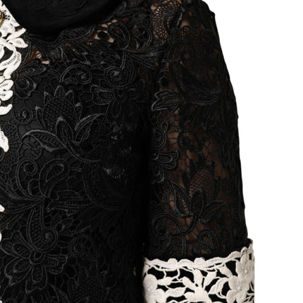 Dolce & Gabbana Black Floral Lace Embellished Mini Dress