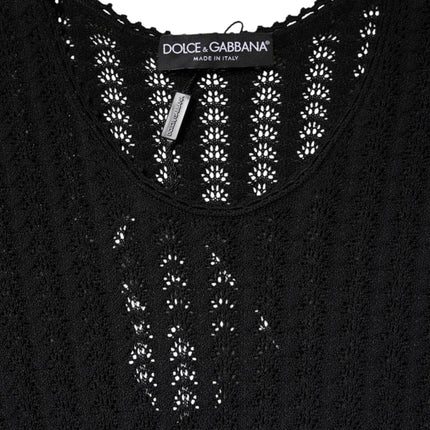 Dolce & Gabbana Black Cashmere Long Sleeves A-line Midi Dress