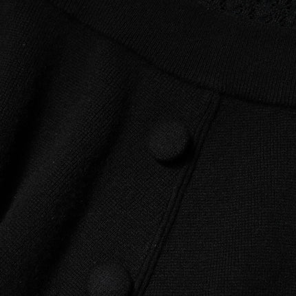 Dolce & Gabbana Black Cashmere Long Sleeves A-line Midi Dress