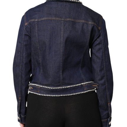 Dolce & Gabbana Blue Denim Cotton Crystal Embellished Jacket