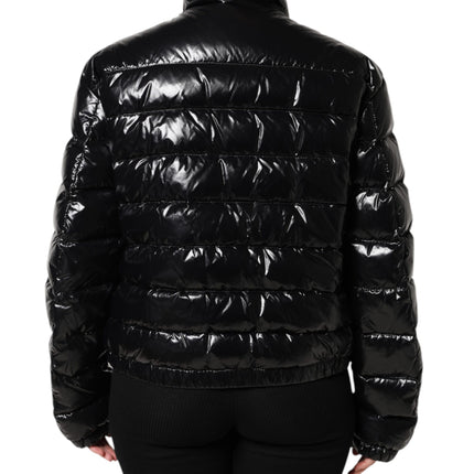 Dolce & Gabbana Black Logo Plaque Full Zip Puffer Jacket