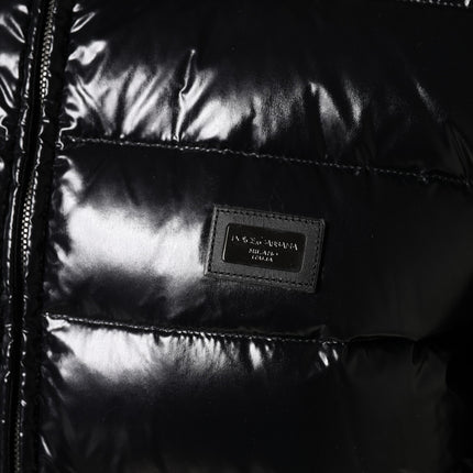 Dolce & Gabbana Black Logo Plaque Full Zip Puffer Jacket