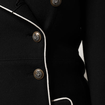 Dolce & Gabbana Black Wool Double Breasted Blazer Jacket