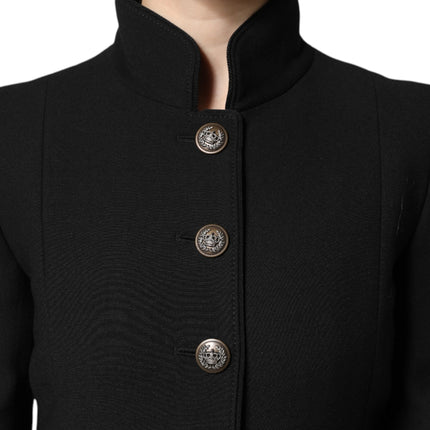 Dolce & Gabbana Black Wool Single Breasted Trench Coat Jacket