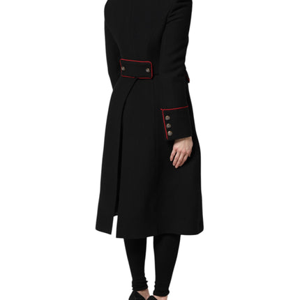 Dolce & Gabbana Black Wool Single Breasted Trench Coat Jacket