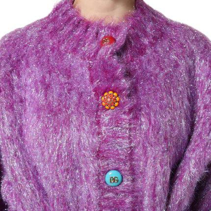 Dolce & Gabbana Purple Button Embellished Trench Coat Jacket