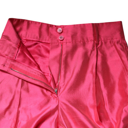 Dolce & Gabbana Pink Silk High Waist Tapered Pants