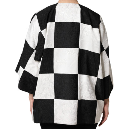 Dolce & Gabbana White Black Patchwork Jacquard Blazer Jacket