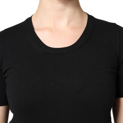Dolce & Gabbana Black Cotton Round Neck Short Sleeve T-shirt