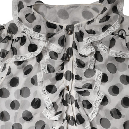 Dolce & Gabbana White Black Polka Dot Cotton Sleeveless Top
