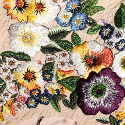Dolce & Gabbana Beige Floral Embroidery Sleeveless Tank Top