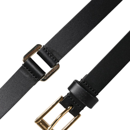 Dolce & Gabbana Black Classic Gold Metal Logo Buckle Belt