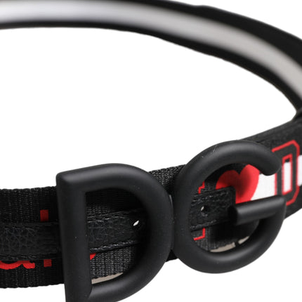 Dolce & Gabbana Black Polyester Logo Print DG Buckle Belt