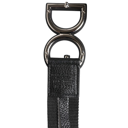 Dolce & Gabbana Black Polyester Logo Print DG Buckle Belt