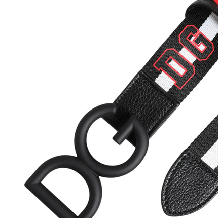 Dolce & Gabbana Black Polyester Logo Print DG Buckle Belt