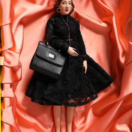 Dolce & Gabbana Black Dress Ceramic Porcelain Fashion Leather Sicily Dolls