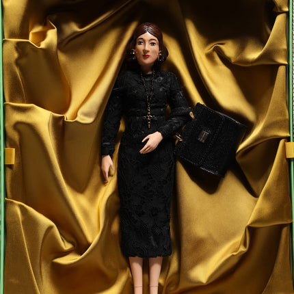 Dolce & Gabbana Black Dress Ceramic Porcelain Fashion Leather Sicily Dolls