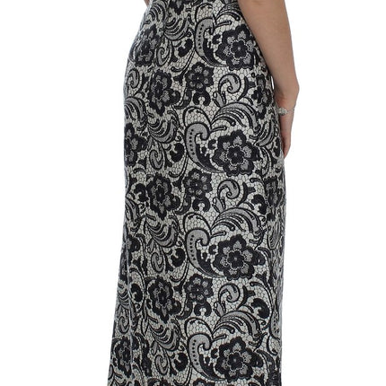 Dolce & Gabbana White Floral Lace Silk Corset Maxi Dress