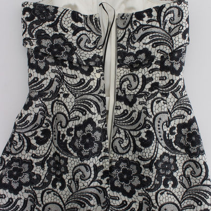 Dolce & Gabbana White Floral Lace Silk Corset Maxi Dress