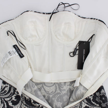 Dolce & Gabbana White Floral Lace Silk Corset Maxi Dress