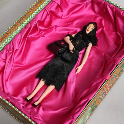 Dolce & Gabbana Black Dress Ceramic Porcelain Fashion Leather Sicily Dolls