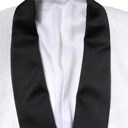 Dolce & Gabbana White Nylon Single Breasted Coat Blazer