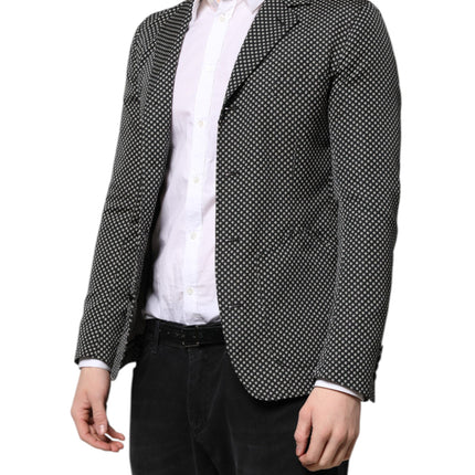 Dolce & Gabbana Black White Patterned Men Suit Coat Blazer