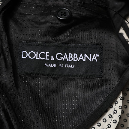 Dolce & Gabbana Black White Patterned Men Suit Coat Blazer