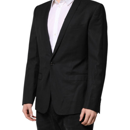 Dolce & Gabbana Black GOLD Single Breasted Suit Coat Blazer