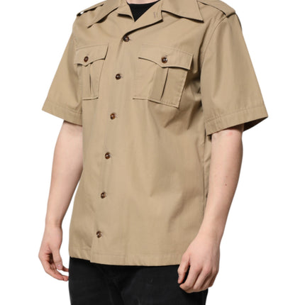 Dolce & Gabbana Brown Graphic Print Short Sleeves Shirt