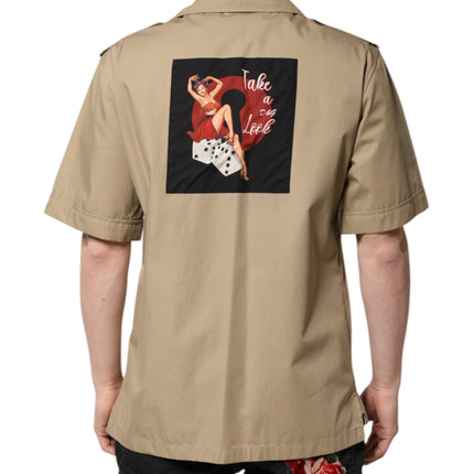 Dolce & Gabbana Brown Graphic Print Short Sleeves Shirt