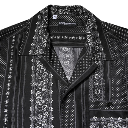Dolce & Gabbana Black Silk Floral Print Short Sleeves Shirt