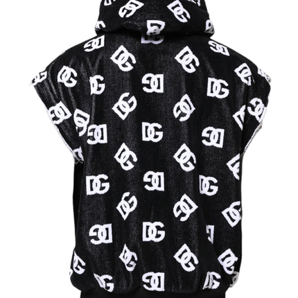 Dolce & Gabbana Black DG Cotton Hooded Sleeveless Sweater