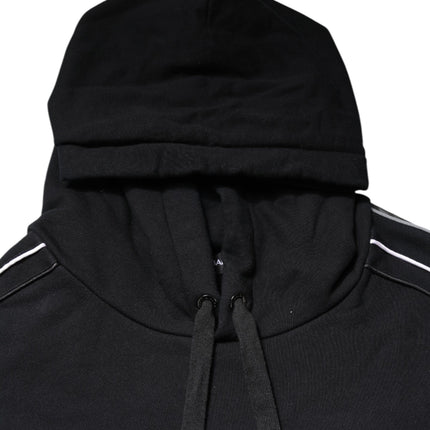 Dolce & Gabbana Black Cotton Logo Hooded Sweatshirt Sweater