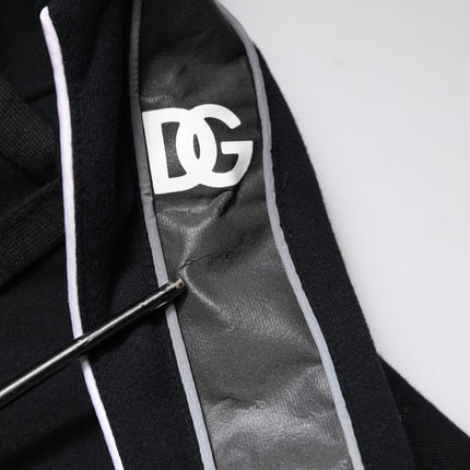 Dolce & Gabbana Black Cotton Logo Hooded Sweatshirt Sweater