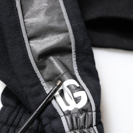 Dolce & Gabbana Black Cotton Logo Hooded Sweatshirt Sweater