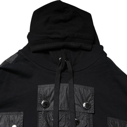 Dolce & Gabbana Black Cotton Hooded Sweatshirt Sweater