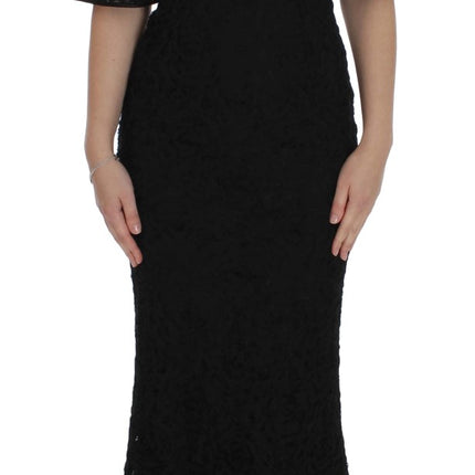 Dolce & Gabbana Black Floral Lace Long Bodycon Maxi Dress