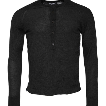 Dolce & Gabbana Black Printed Knitted Men Pullover Sweater