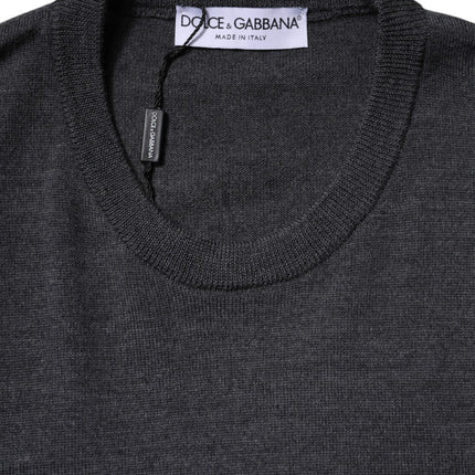 Dolce & Gabbana Gray Wool Logo Knitted Men Pullover Sweater